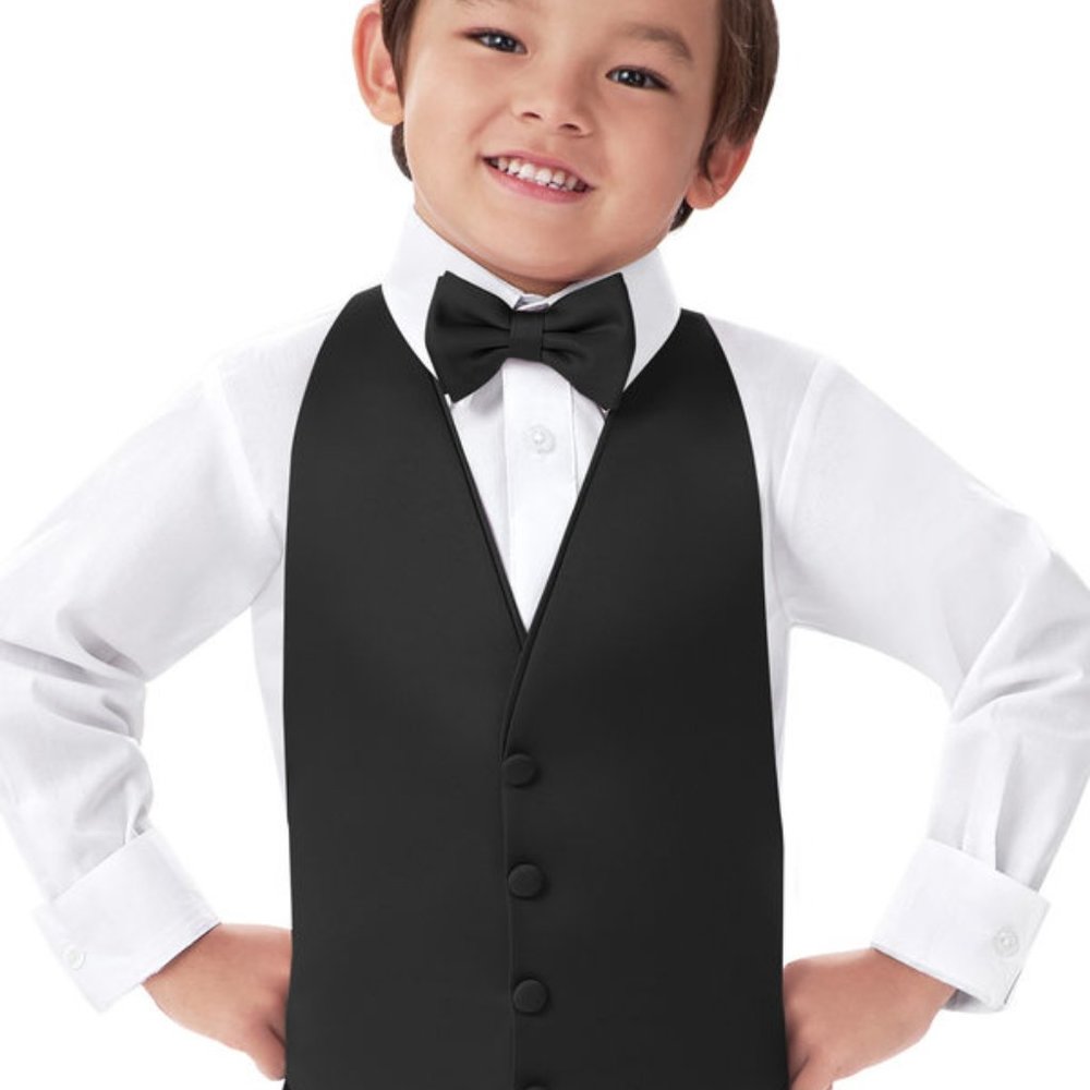 Gentlemen's Collection Boy's Matte Black Satin Vest